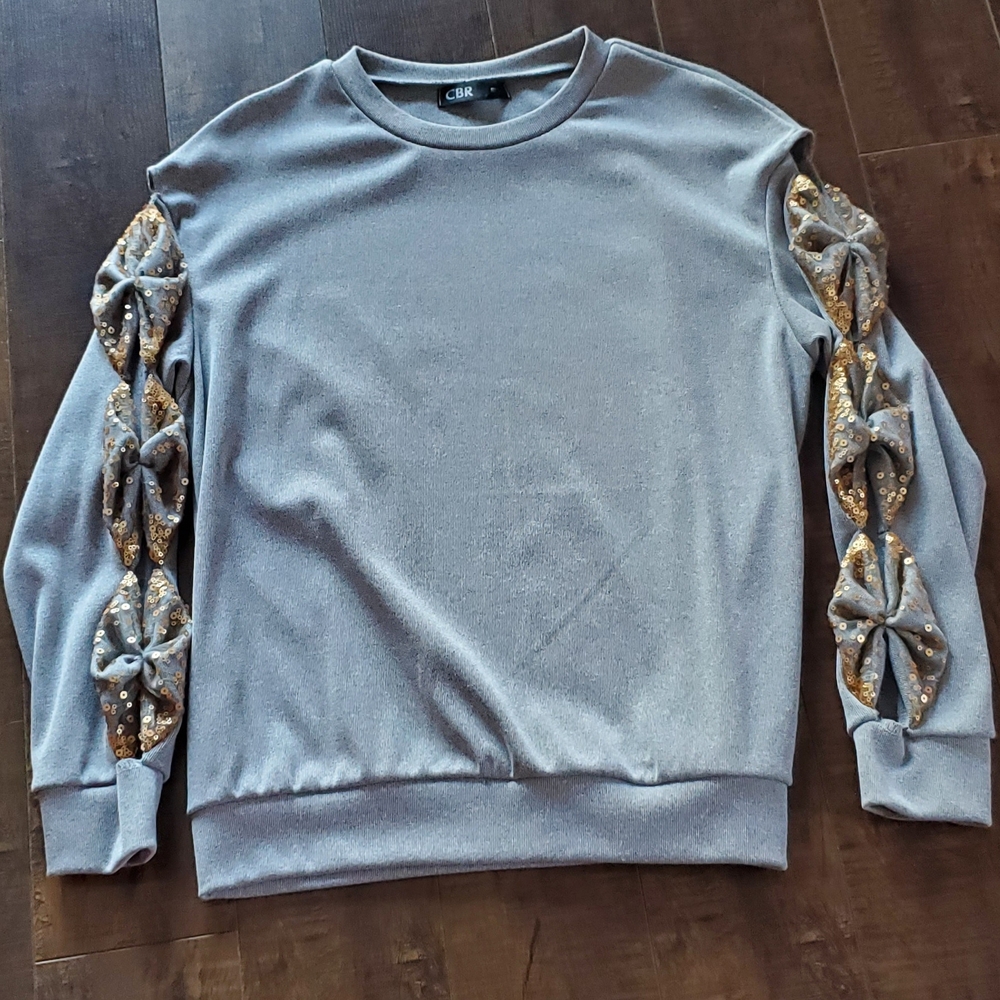 CBR Gray Sweater with Gold Accents